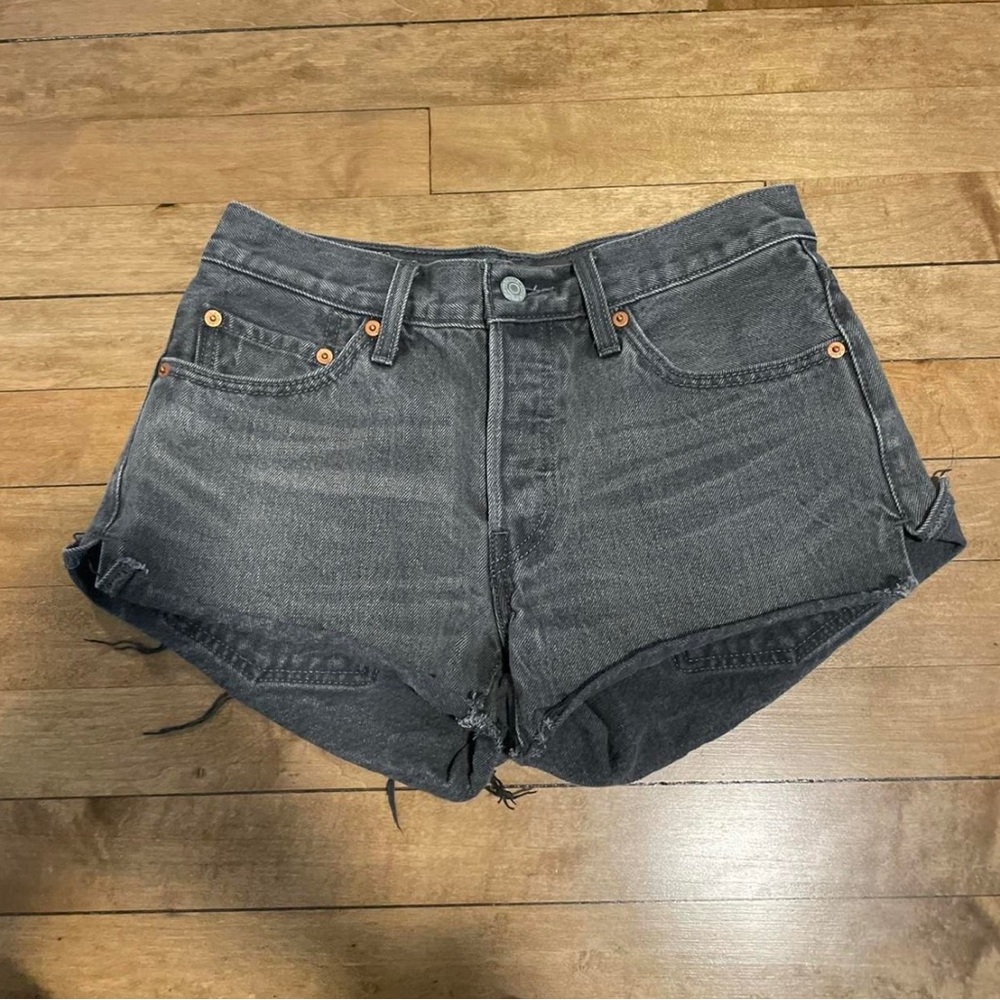 Levi’s 501 Distressed High Waist Denim Shorts